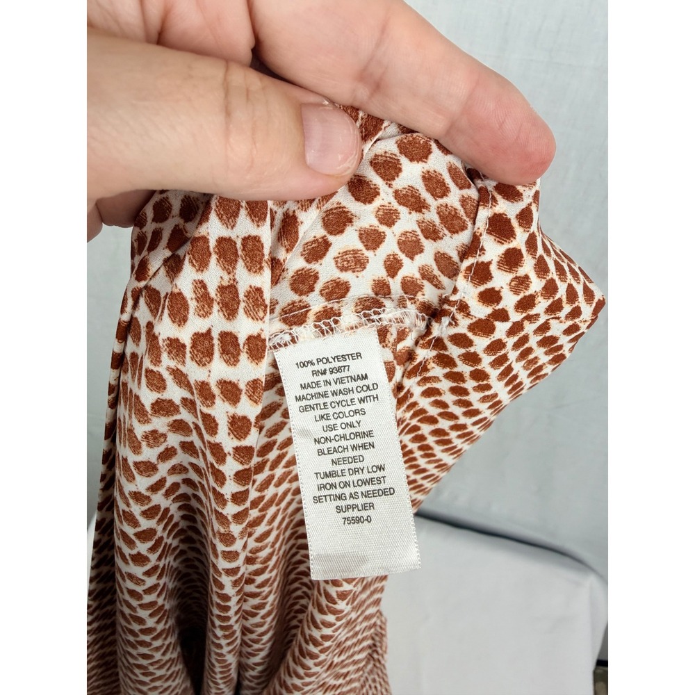 Worthington Womens Brown White Dot V-Neck Roll Tab Sleeve Blouse Top 1X - Picture 15 of 15